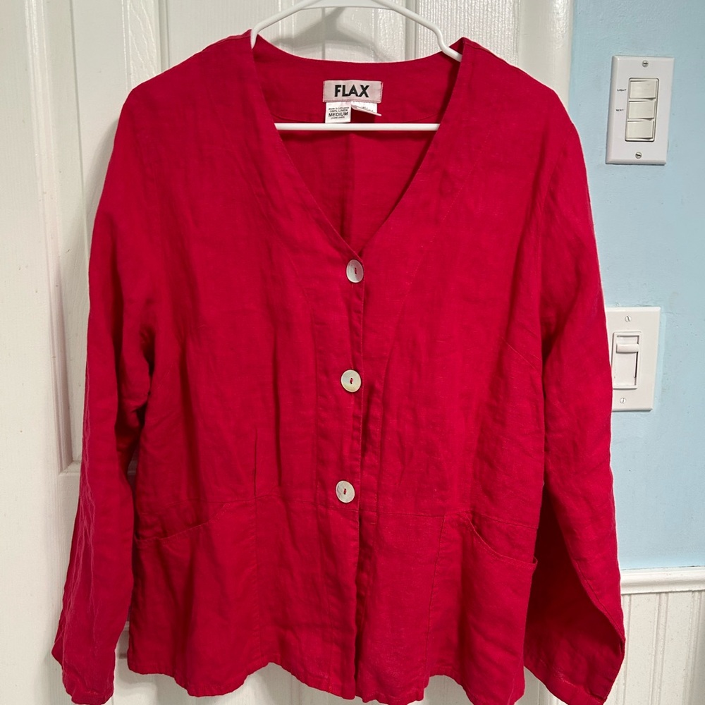 Flax Lagenlook Linen Peplum Shirt Jacket